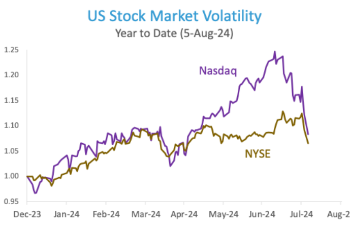US Stock Market Volatility Graphic (Year to Date 5th August 2024).